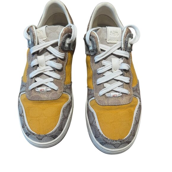 COACH C201 Mixed Media Signature Sneakers Size 9B, EUR 39.5 Preppy Coach Logo - Picture 1 of 16
